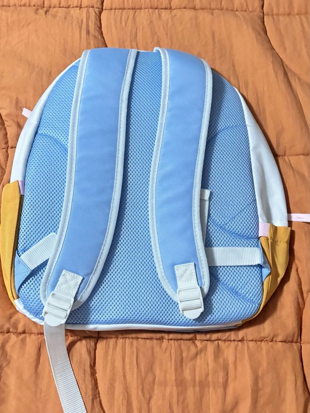 Casual Colorblock Backpack in White, Blue, Orange, Pink